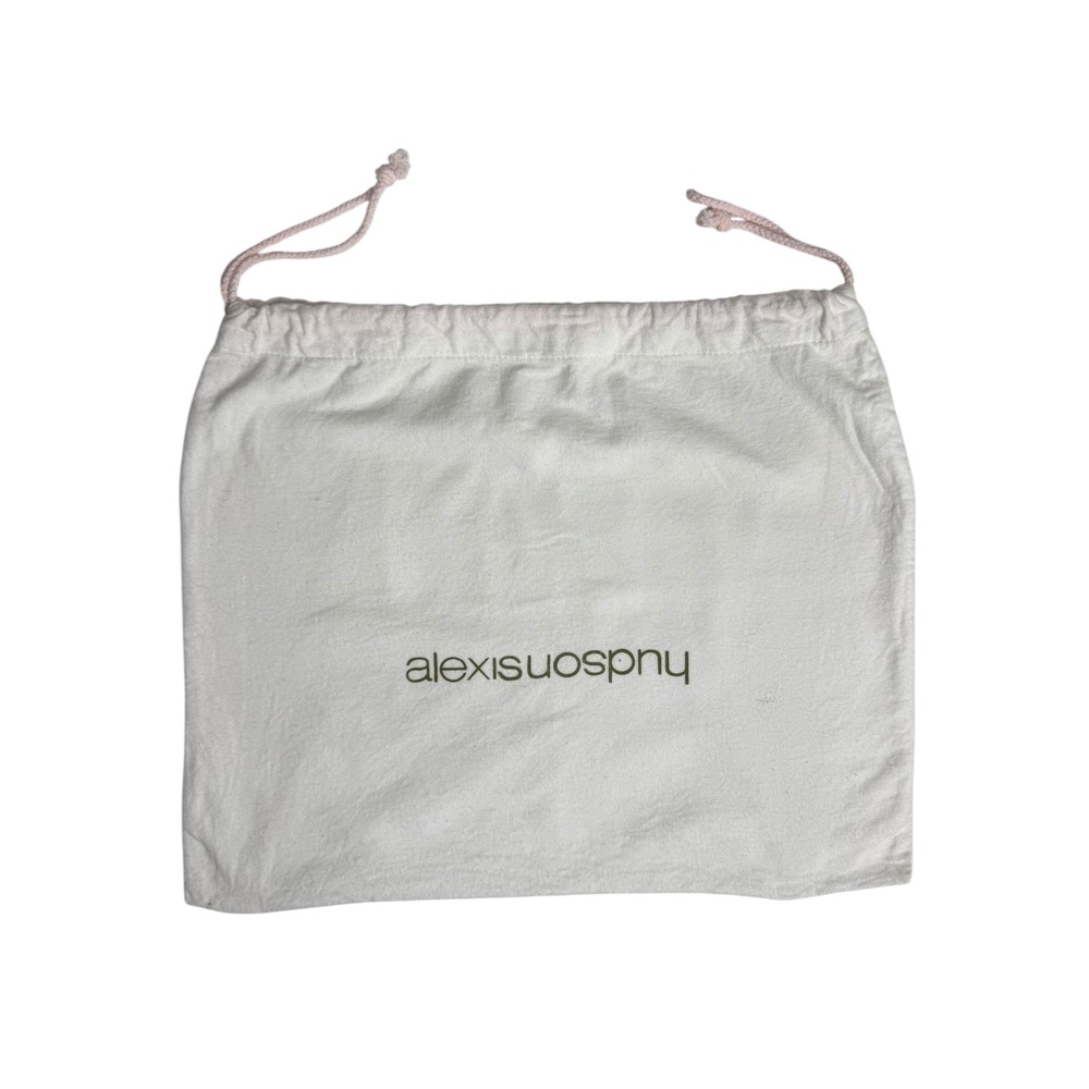 Alexis Hudson White Cotton Logo Print Drawstring Handbag Dust Bag